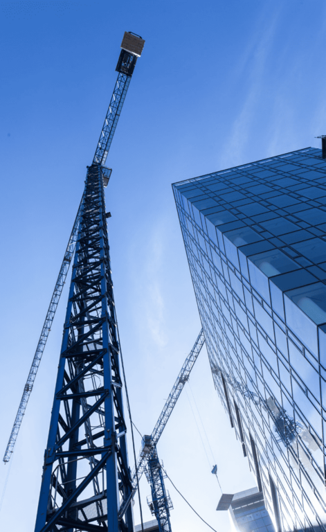 Crane building a hospital