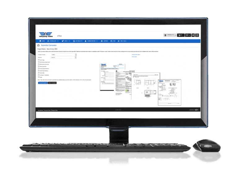 A computer monitor showcases a shipment tracking webpage, seamlessly integrating features from the eRep Product Document Generator. A keyboard and mouse sit in front, enhancing user interaction with this efficient digital workspace.