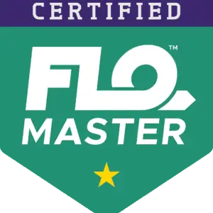 Certified Flo Master logo on a green background with a yellow star below the text.