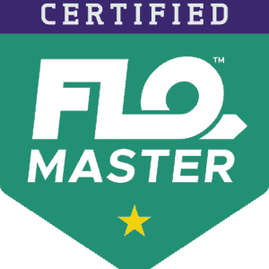 Green badge with Certified Flo Master in white text and a yellow star below.