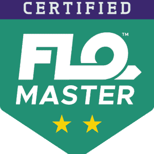Certified FLO Master badge with two yellow stars below the logo.