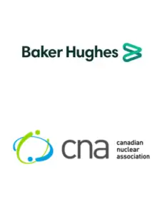 Logos of two organizations: Baker Hughes with abstract design above text, and CNA Canadian Nuclear Association with a circular graphic beside the acronym.