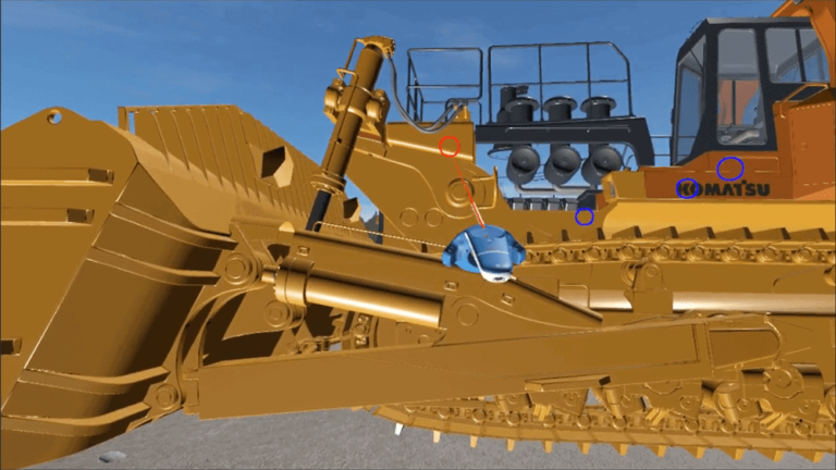 up close to a 3D heavy equipment
