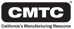 Logo of CMTC, Californias Manufacturing Resource, created with axonom precision. The design features white text on a black oval background.