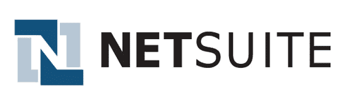 The image features the NetSuite logo, displaying an intertwined blue and gray N symbol beside the text NETSUITE in bold black letters, reflecting its collaboration with axonom partners.