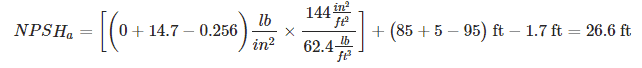 Explore the Net Positive Suction Head (NPSH) equation, a fundamental in pump systems, detailing variables and constants in precise mathematical notation.