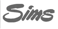 A gray logo elegantly showcases the word Sims in a stylized, cursive font against a white backdrop, reminiscent of the sleek design youd find on a pump selection portal.