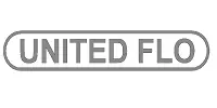 Logo with the text UNITED FLO inside an elongated oval border, seamlessly integrating elements reminiscent of a pump selection portal.